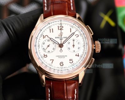 Swiss 7750 Breitling Navitimer 01 Men Watch White Dial Brown Leather Strap